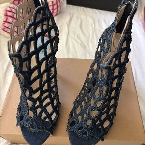 Stylish Denim Cutout Heels